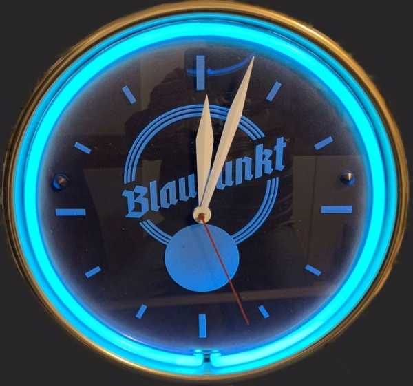 Blaupunkt  Standuhr 1960 Messinggehäuse mit Neon-Beleuchtung (5293)